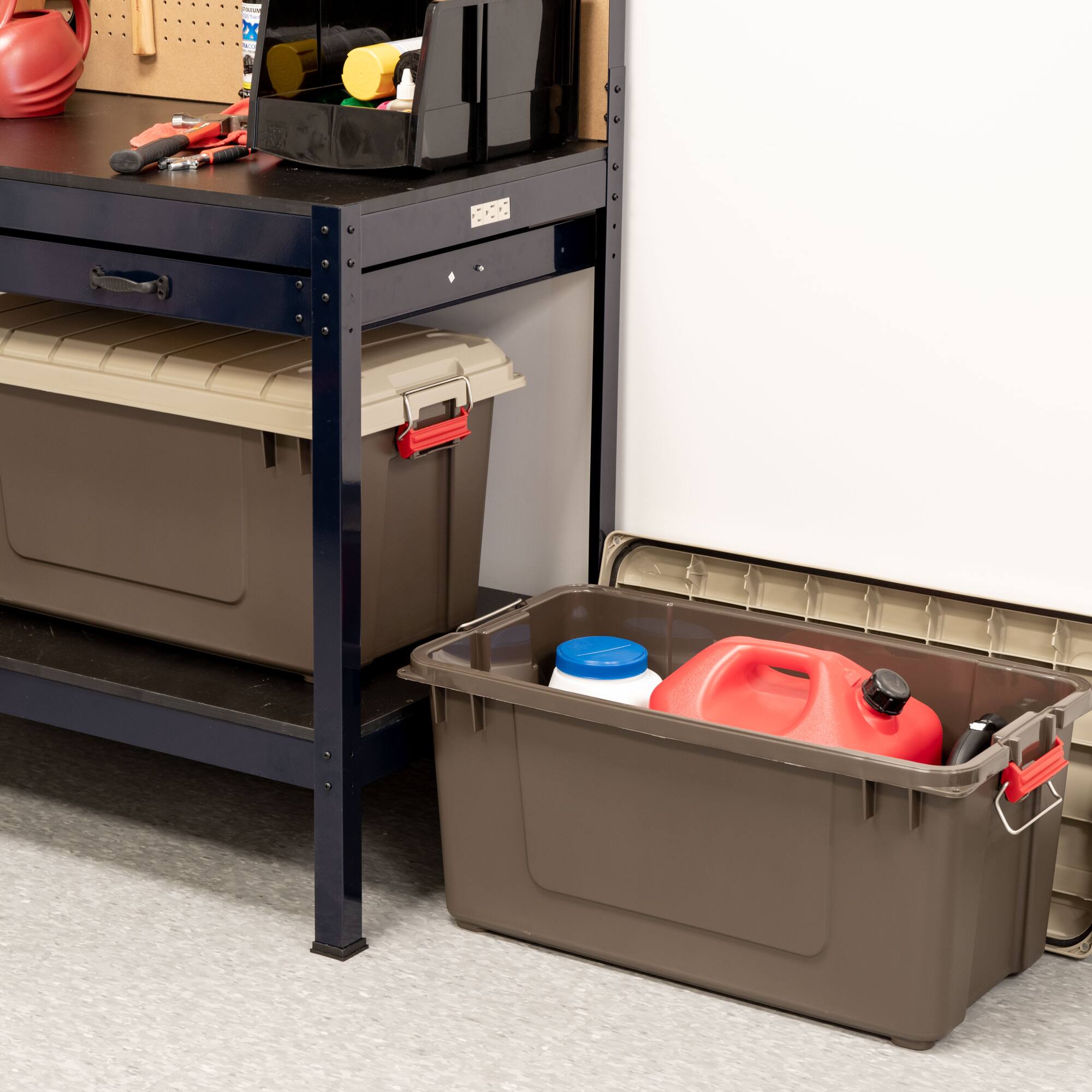 IRIS® 82qt. Beige Store-It-All Utility Tote with Buckle Lid